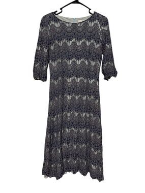 Dainty Jewells A Night In Paris Blue Lace Dress Size M Midi Modest Formal Church